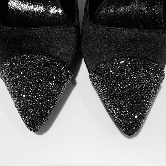 Manolo Blahnik "Crystalbi" Satin Crystal Cap Toe Pumps - MSRP $1095 - Picture 7 of 9